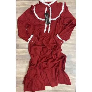 Scarlet Darkness‎ Red Long Sleeve Prairie Pioneer Colonial Lace Costume Size 12Y